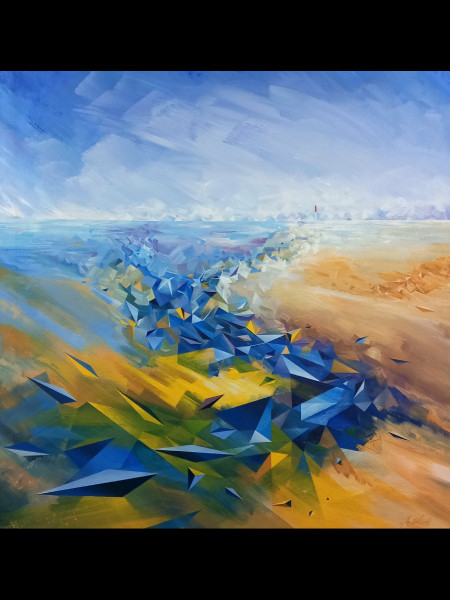 High Tide est une peinture graphique sur toile de lin